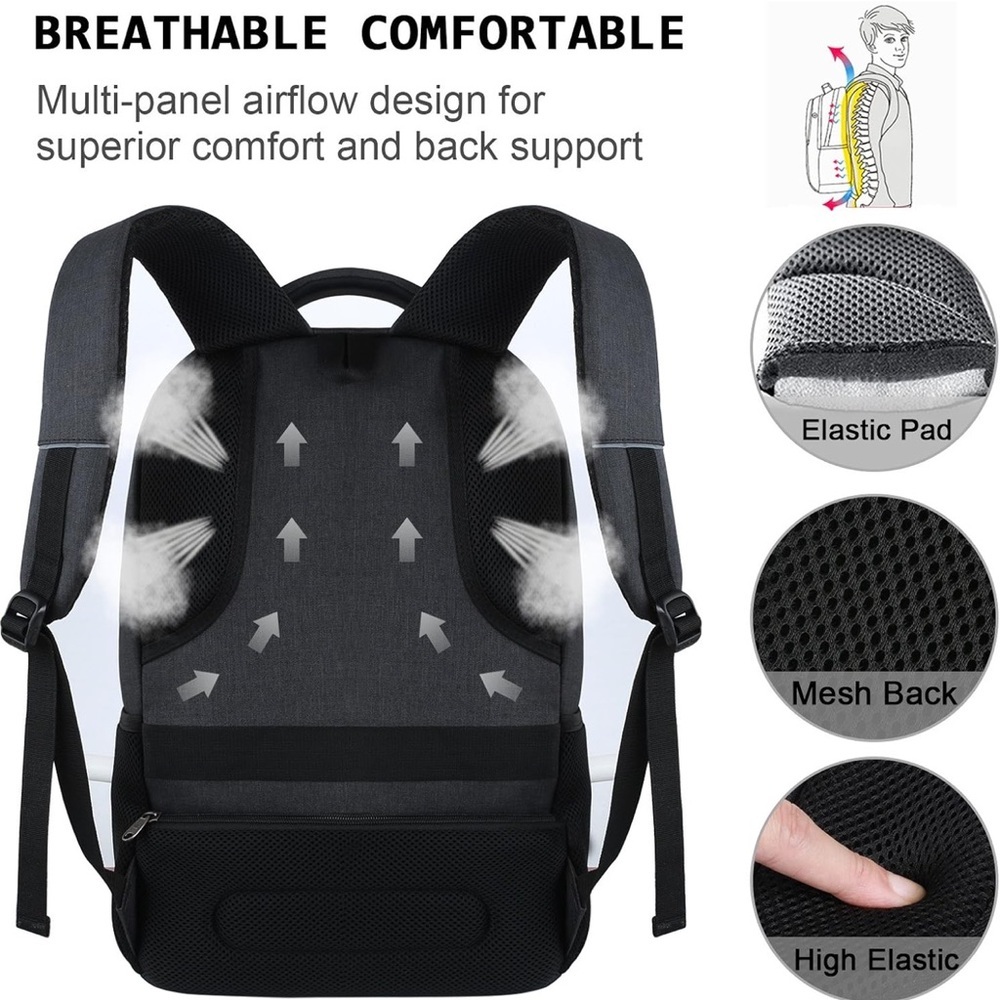 Bruno Cavalli Laptop Backpack Business Travel Anti Theft USB Black NEW - Picture 5 of 7